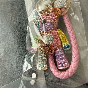 Multicolor Crystal Bear Key Holder